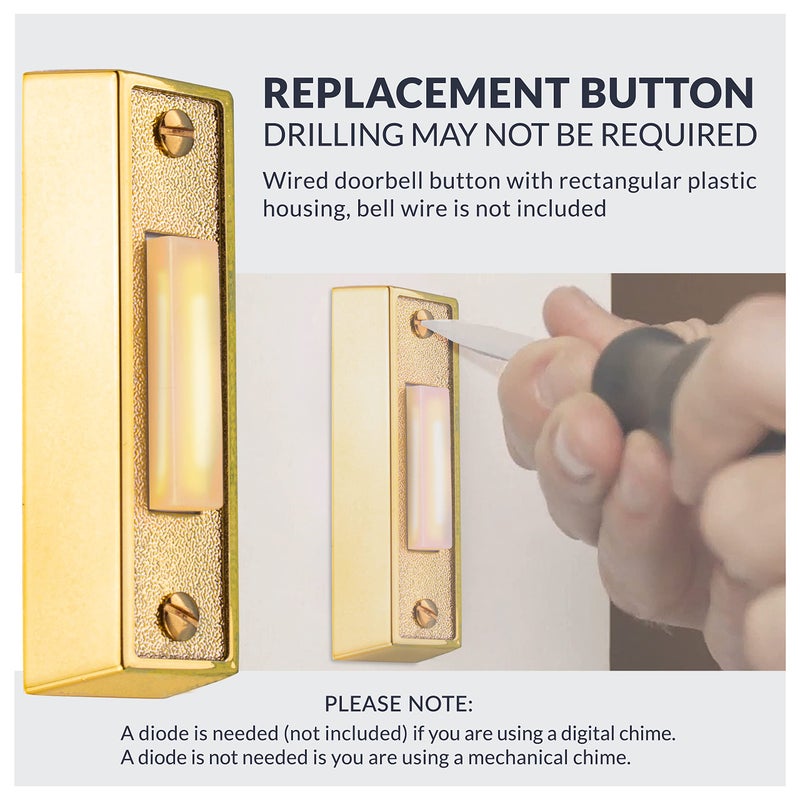 Newhouse Hardware BT2BL Lighted Doorbell Button, 1-Pack, Brass - Image 5